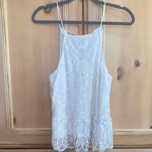 Abercrombie & Fitch White Lace Peplum Tie Top